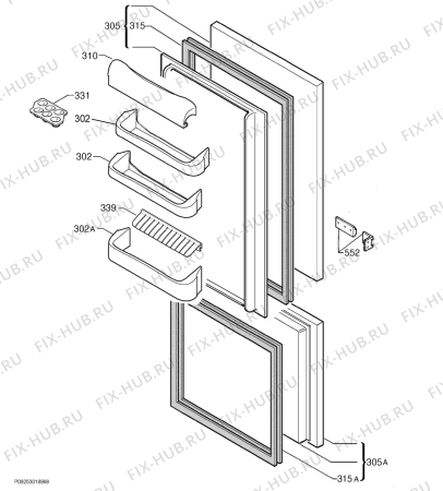 Взрыв-схема холодильника Zanussi ZBB2294R - Схема узла Door 003